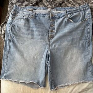 Torrid Blue Jean Shorts with Frayed Hems